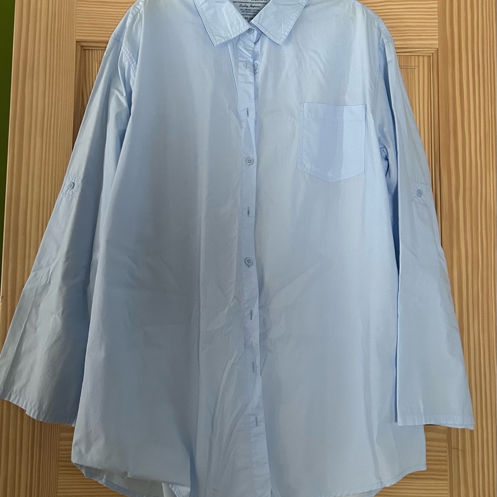 Faded Glory Women's Light Blue Button Down Shirt